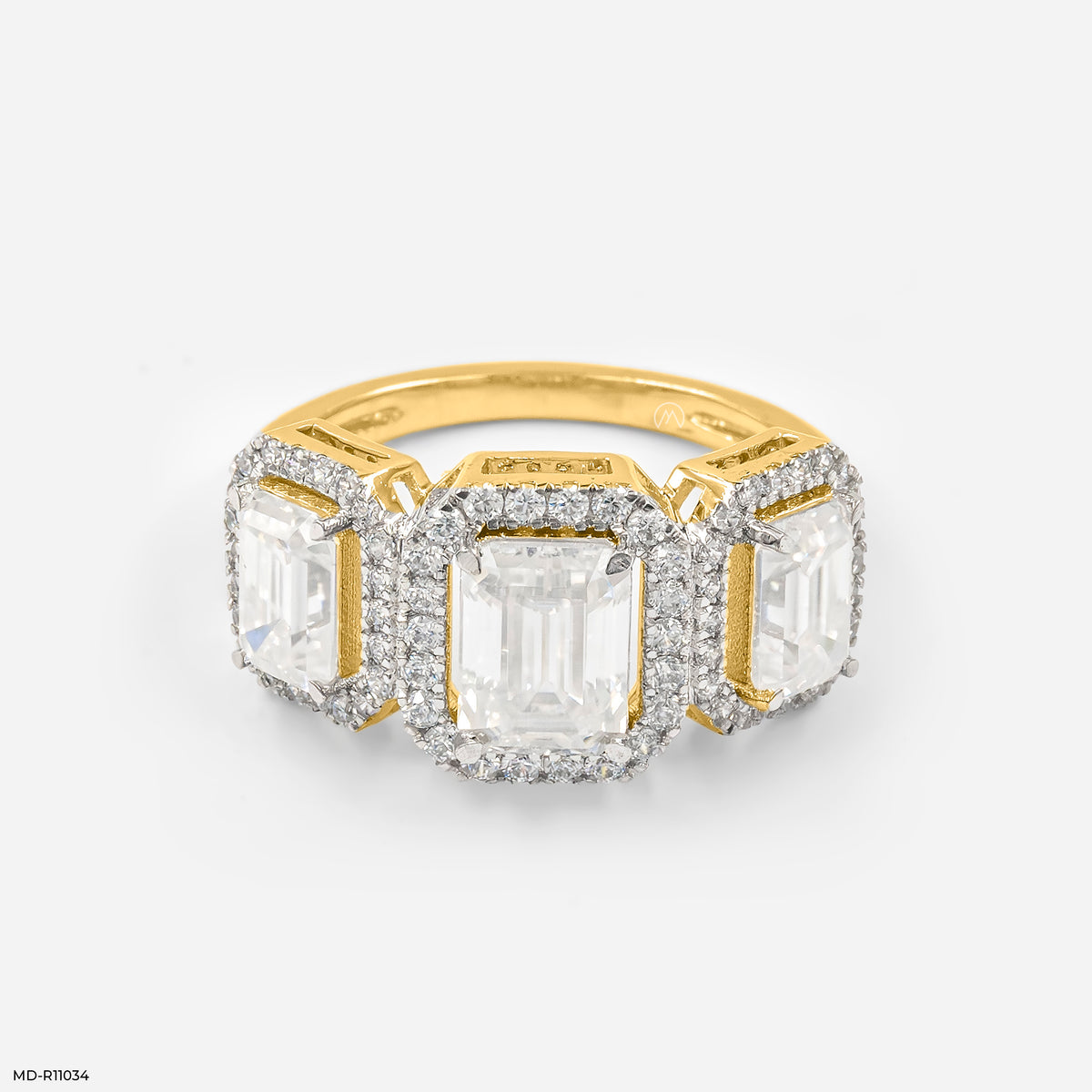 The Trinity Emerald Halo Ring