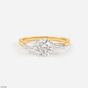 1.35 Carat Classic Trilogy Round and Tapered Baguette Ring