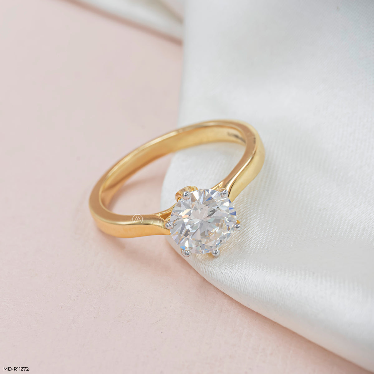 Golden Crown Solitaire Ring
