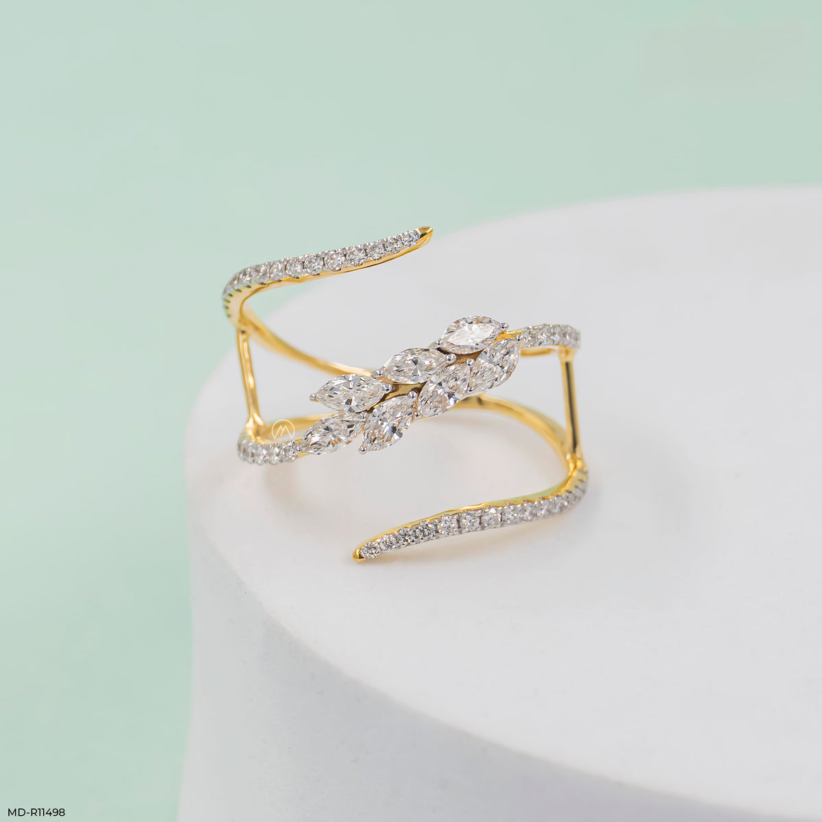 Celestial Marquise Scroll Ring