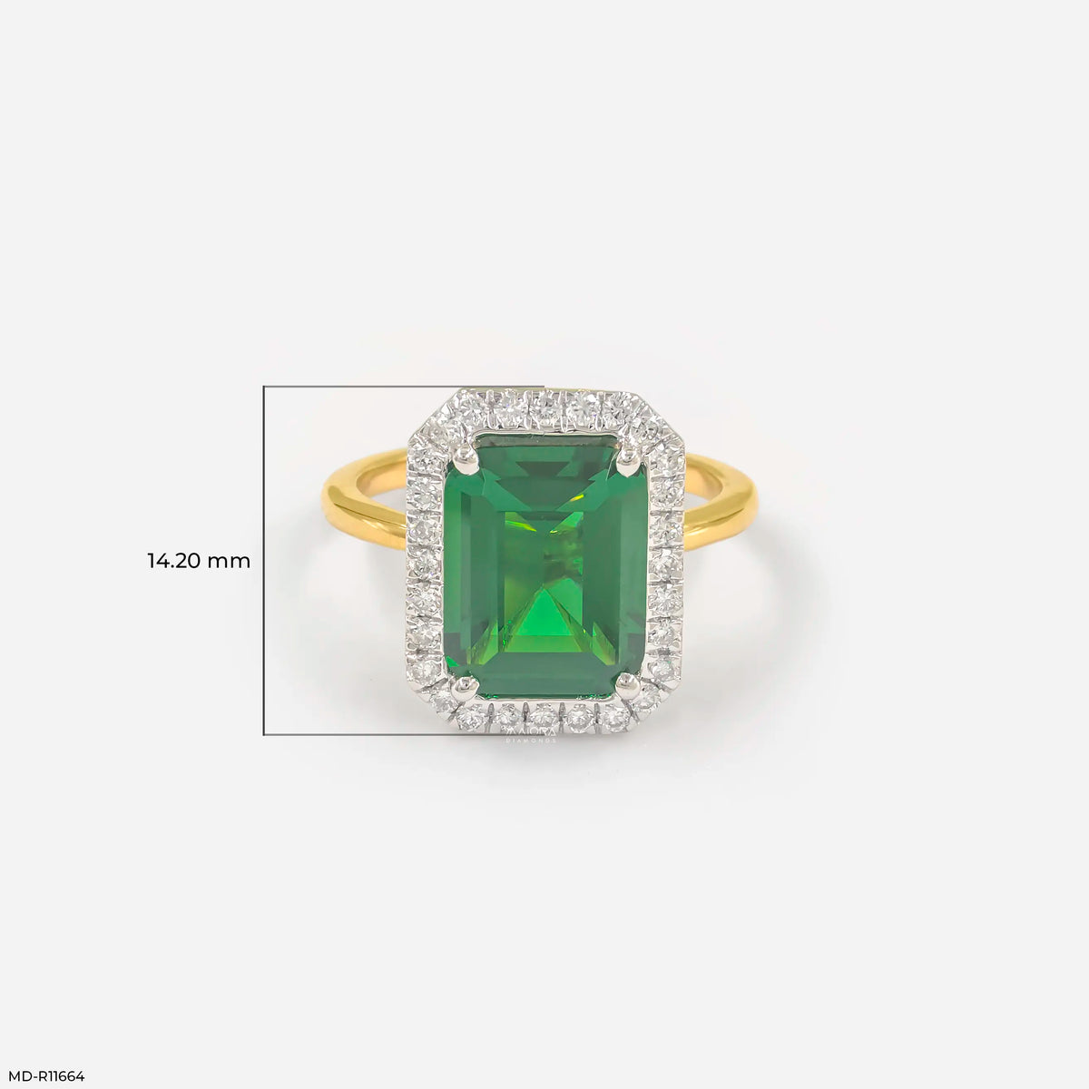 Swiss Emerald Halo Diamond Ring