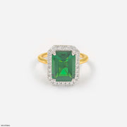 Swiss Emerald Halo Diamond Ring