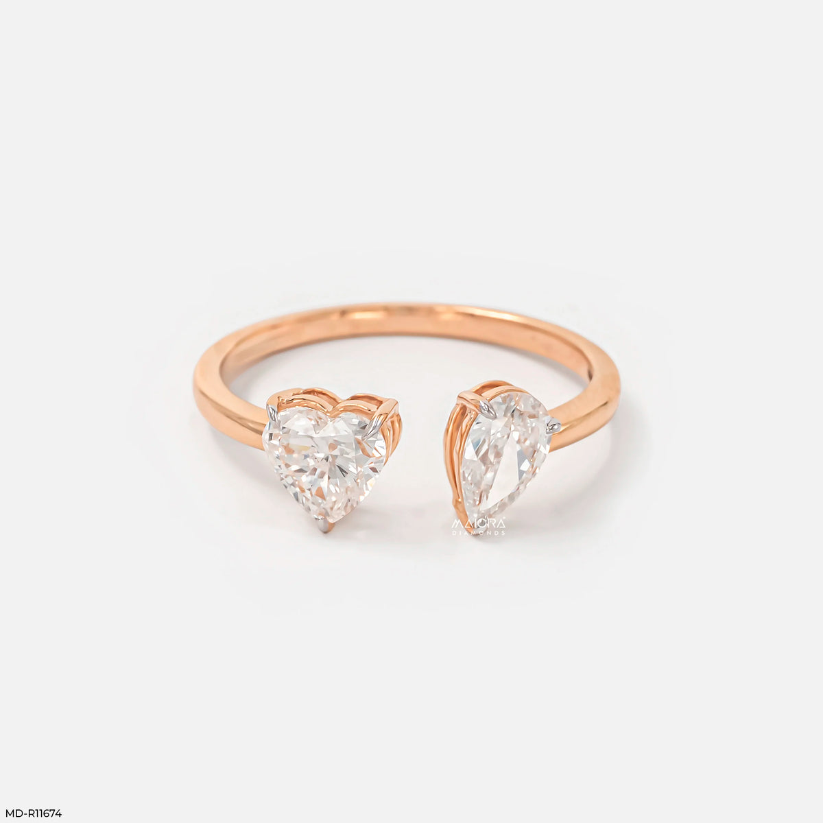 Peart Toi et Moi Solitaire Diamond Rings
