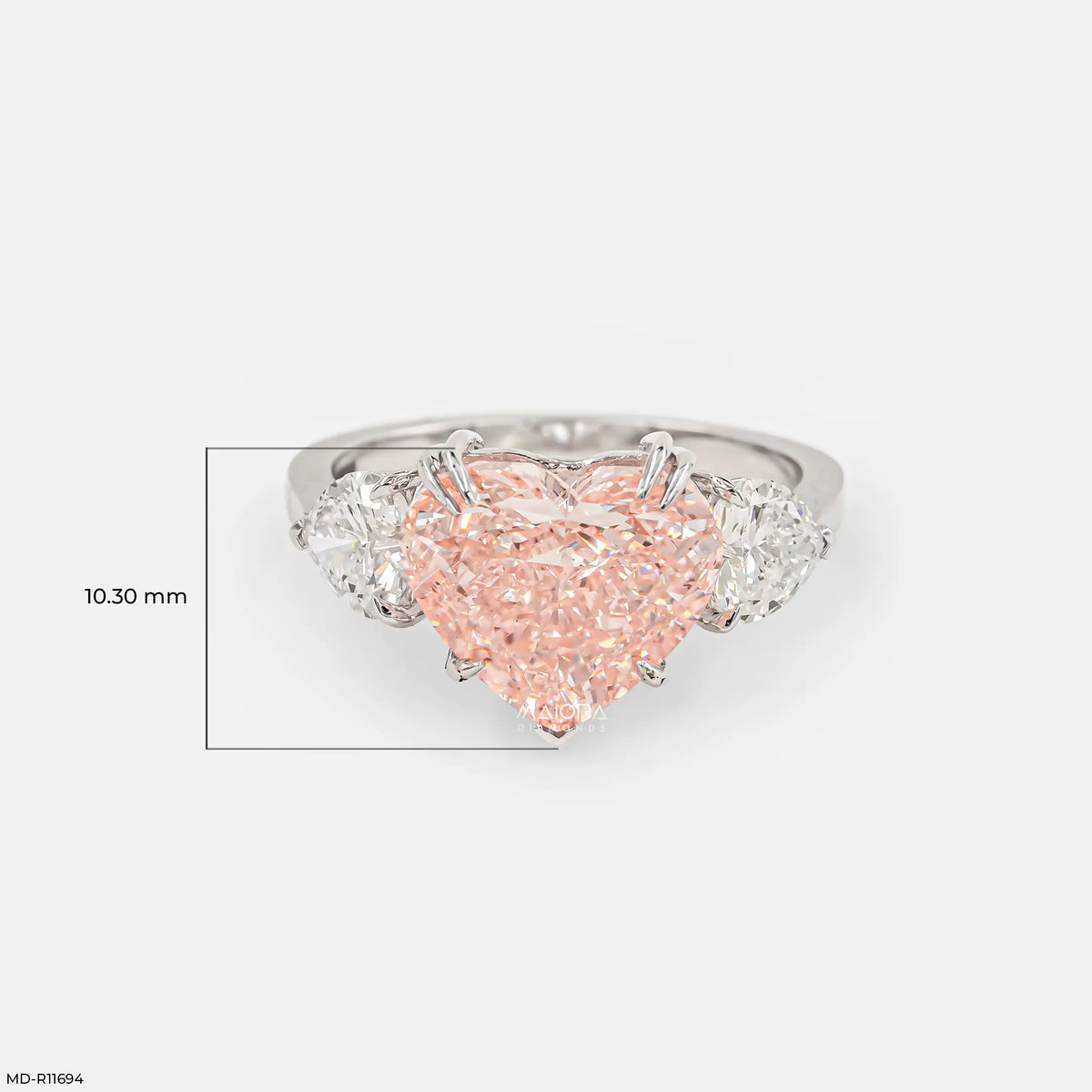 Trinity Heart Solitaire Diamond Ring