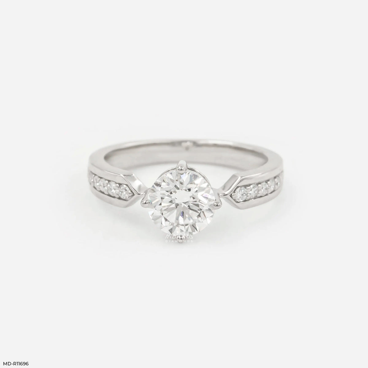 V-Sling Round Solitaire Diamond Ring