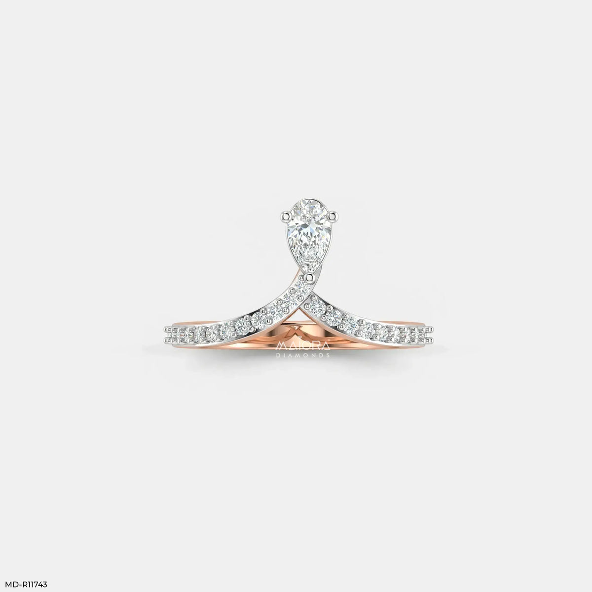 Sleek Curve Pear Vanki Diamond Ring