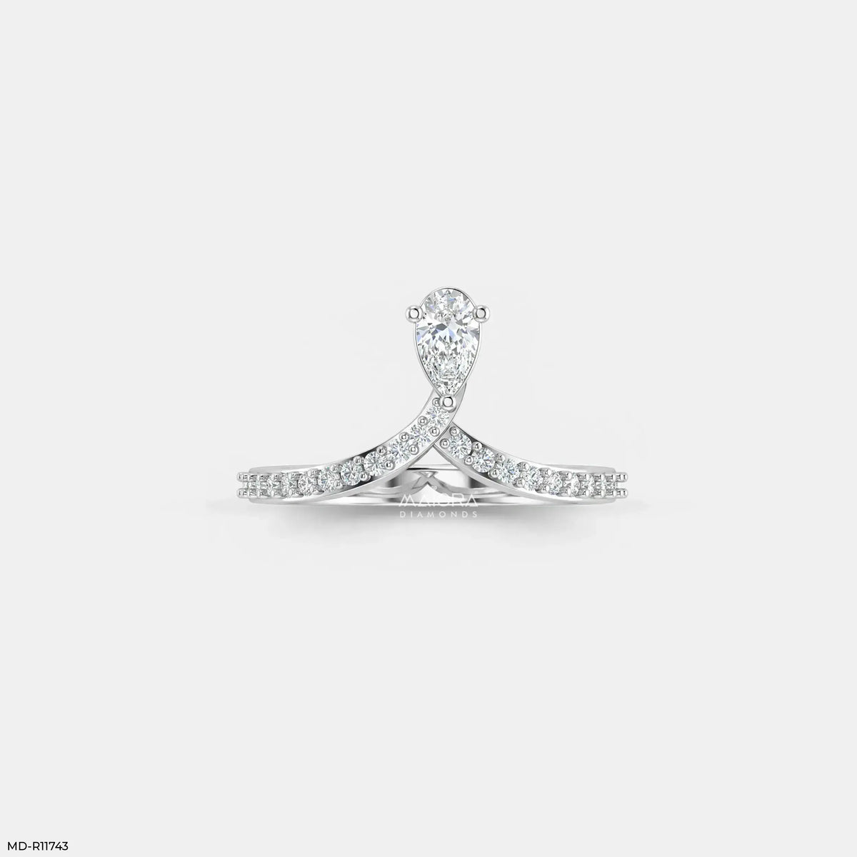 Sleek Curve Pear Vanki Diamond Ring