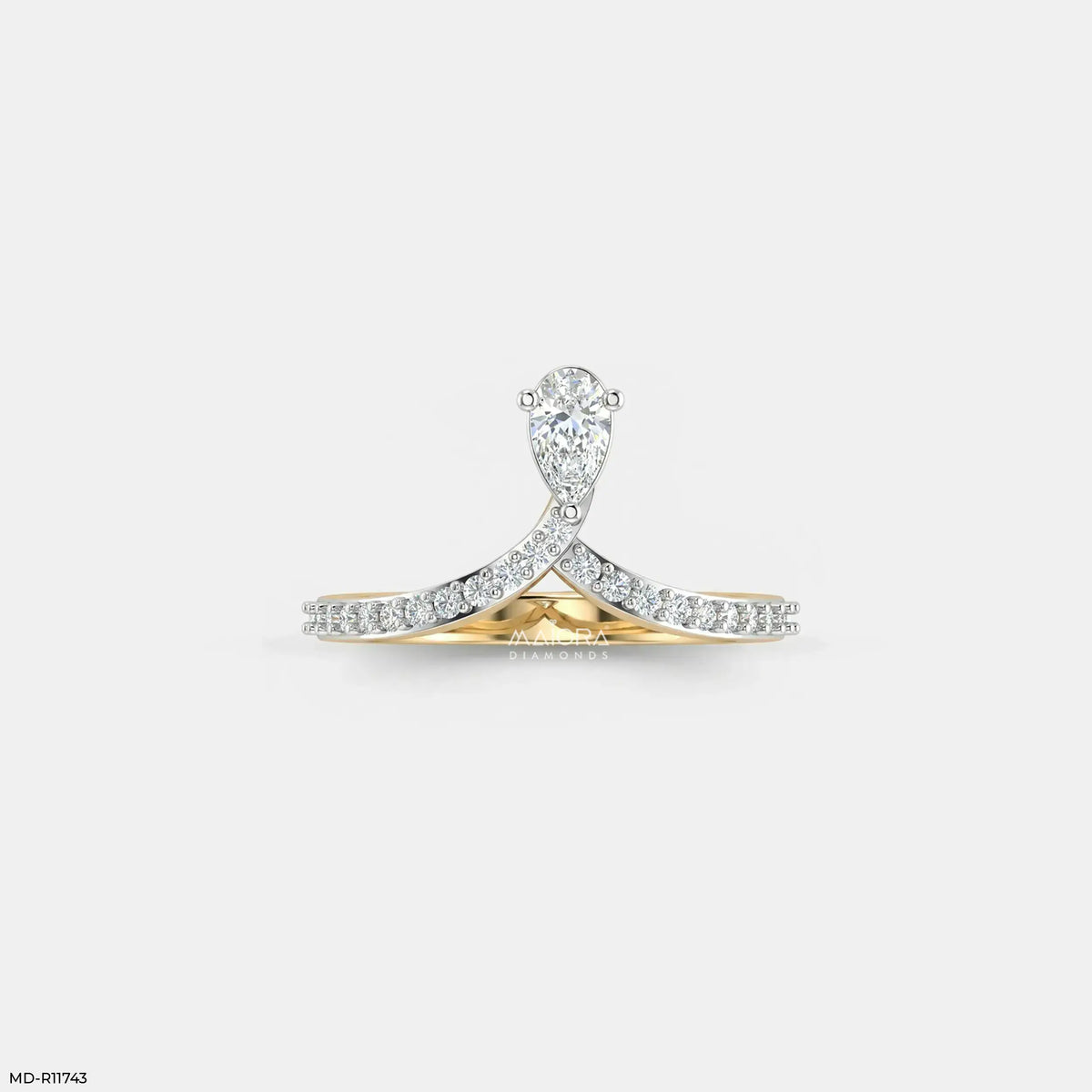 Sleek Curve Pear Vanki Diamond Ring