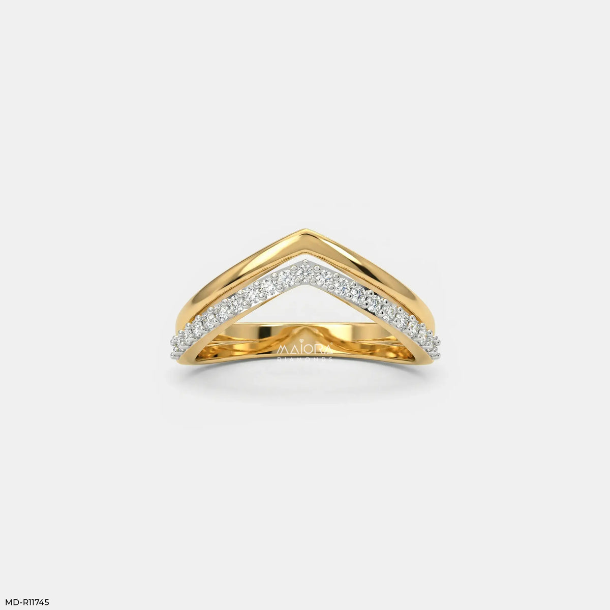Dual Tone Chevron Vanki Diamond Ring