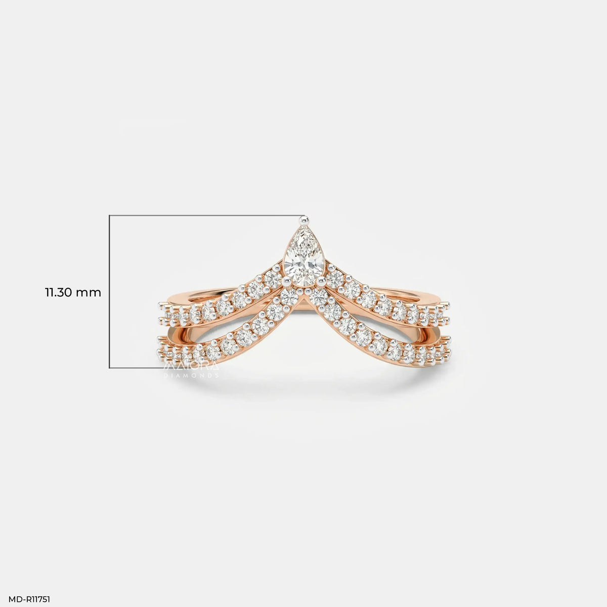 Twin Line Pear Vanki Diamond Ring