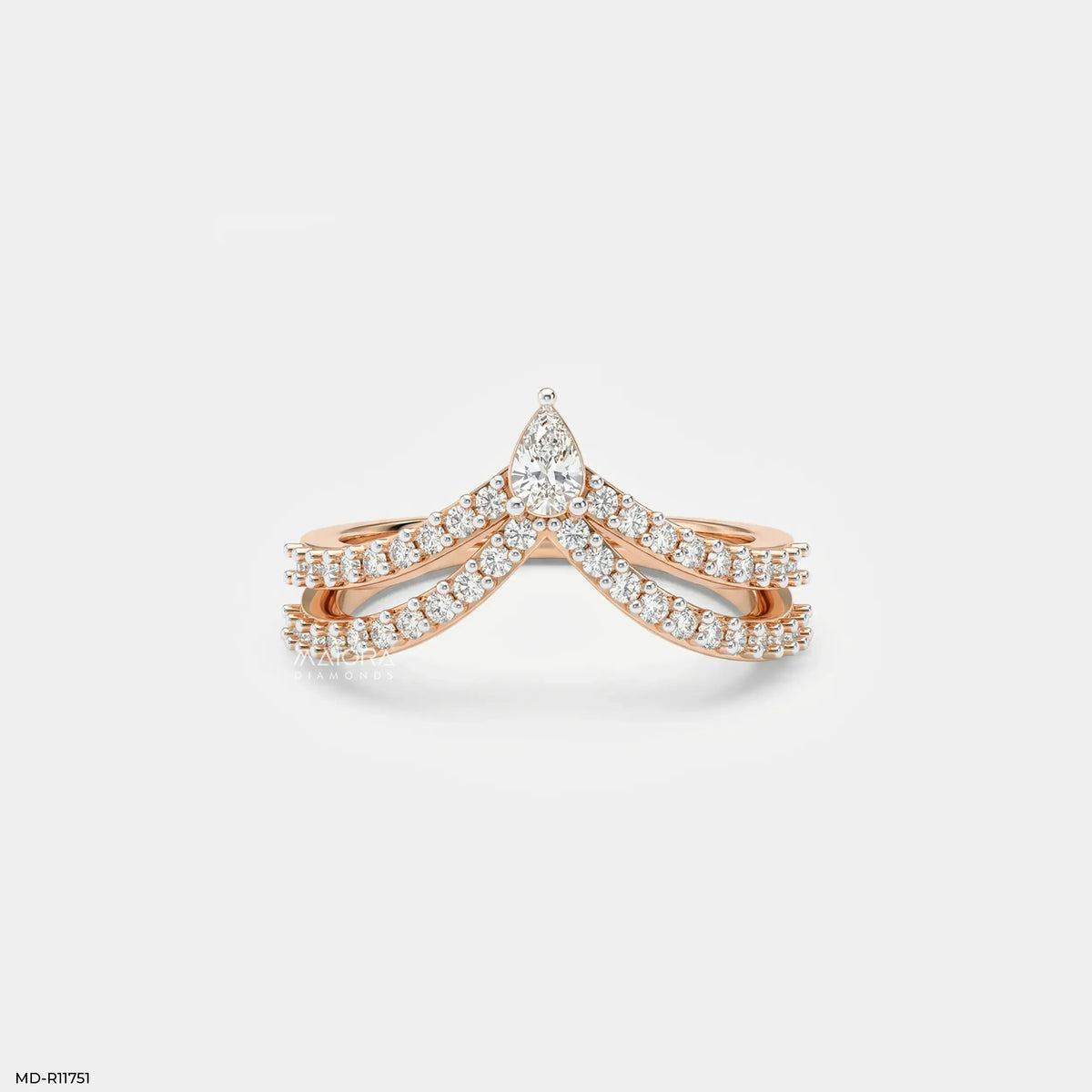 Twin Line Pear Vanki Diamond Ring