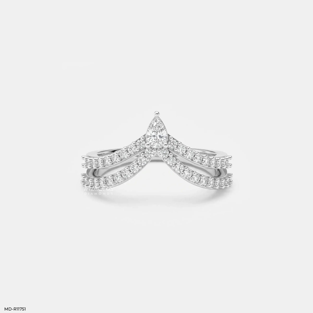 Twin Line Pear Vanki Diamond Ring