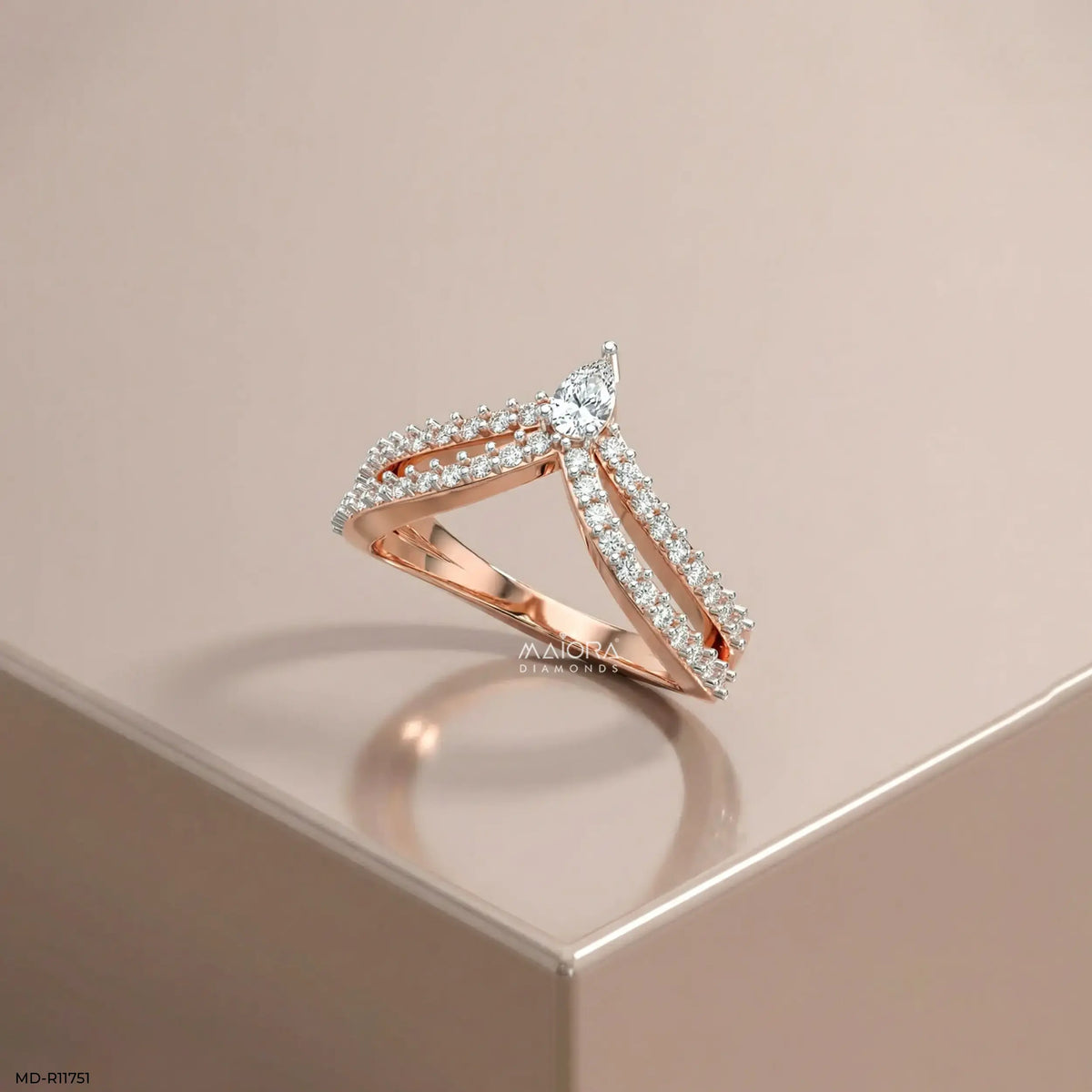 Twin Line Pear Vanki Diamond Ring