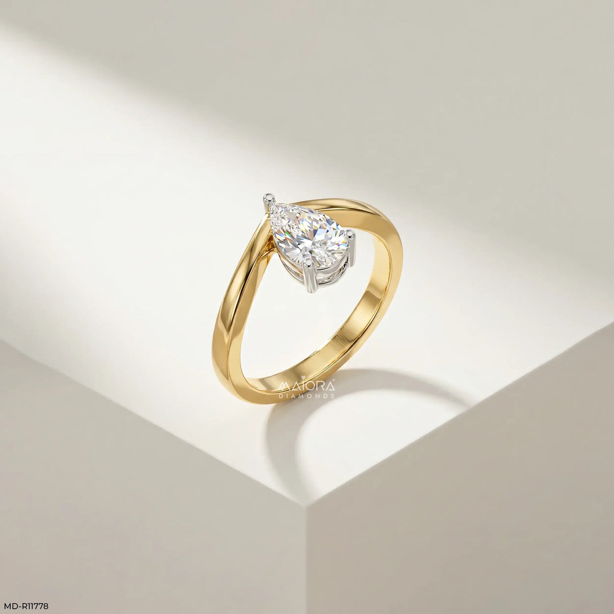 Simply Solitaire Pear Vanki Diamond Ring