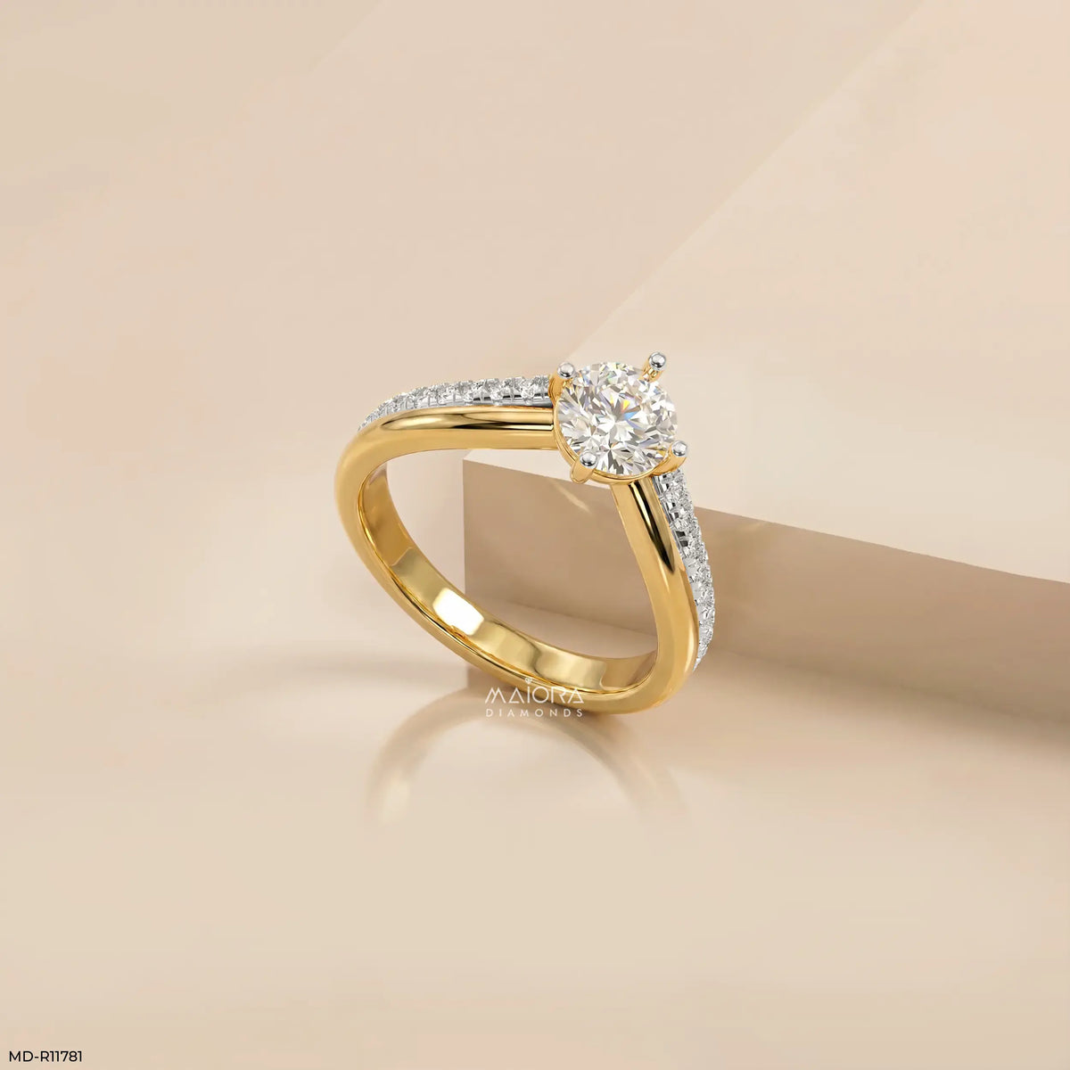 Modern Duo Solitaire Round Vanki Diamond Ring