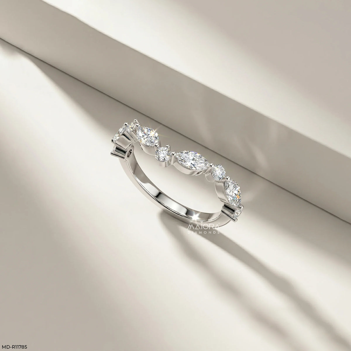 Dazzling Blue Arc Vanki Diamond Ring