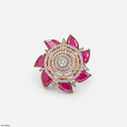 Royal Pear Ruby Lotus Diamond Cocktail Ring