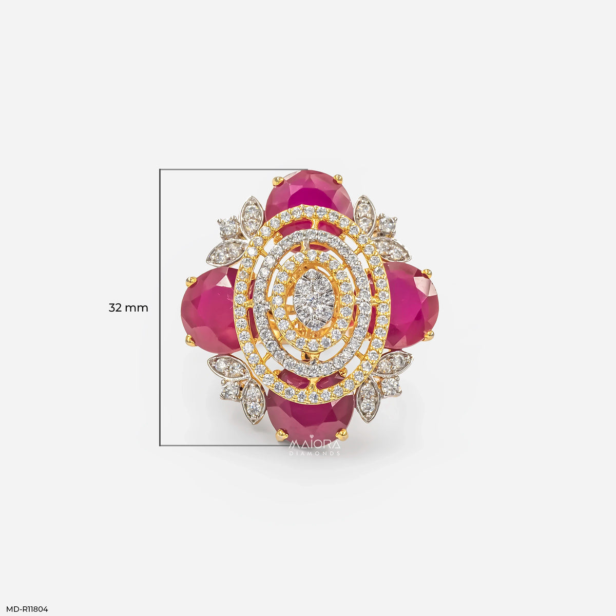 Scarlet Oval Ruby Halo Diamond Cocktail Ring