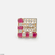 Lattice Cusion Ruby Frame Diamond Cocktail Ring