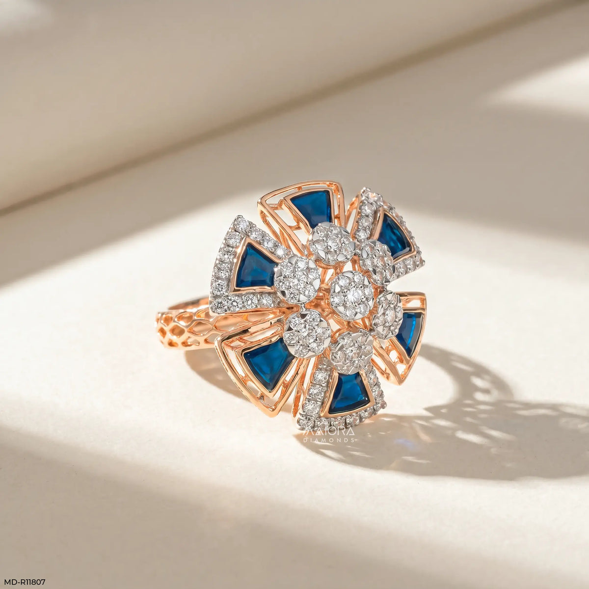 Kinetic Enameling Cluster Diamond Cocktail Ring