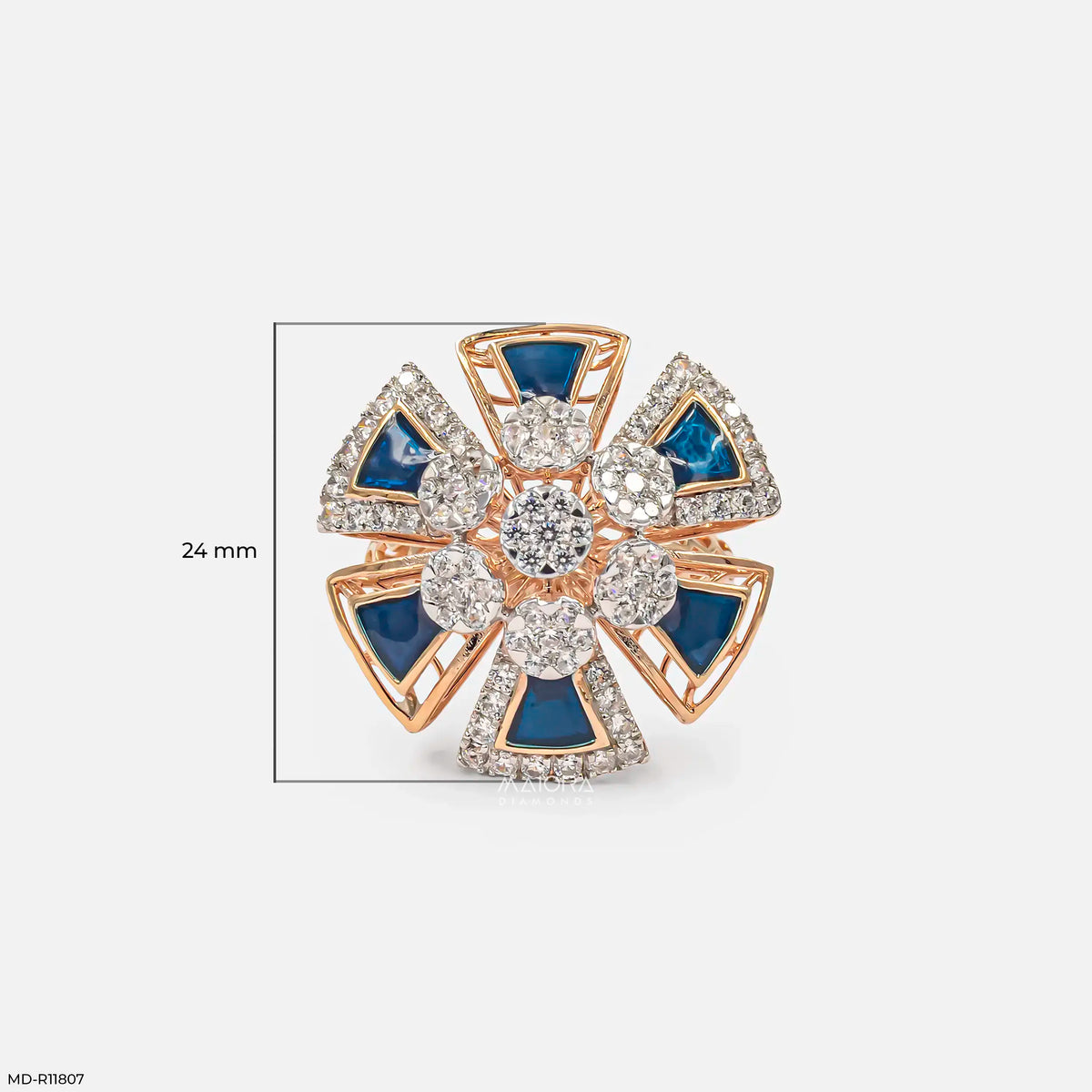 Kinetic Enameling Cluster Diamond Cocktail Ring