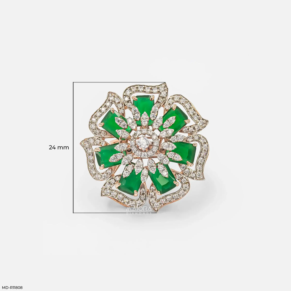 Emerald Blossom Diamond Cocktail Ring