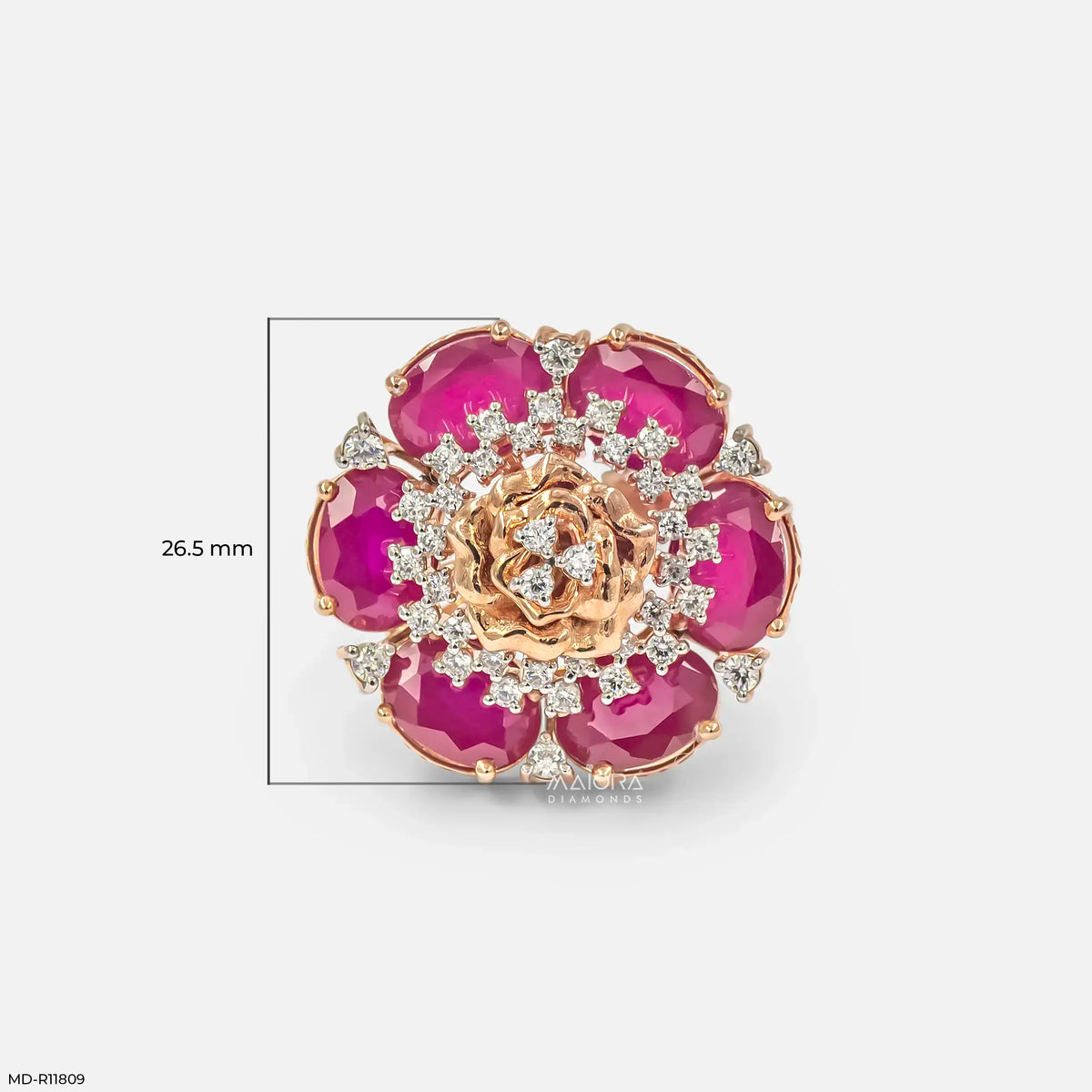 Oval Ruby Rose Diamond Cocktail Ring