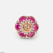 Oval Ruby Rose Diamond Cocktail Ring