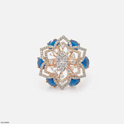 Victorian Blue Sapphire Halo Diamond Cocktail Ring