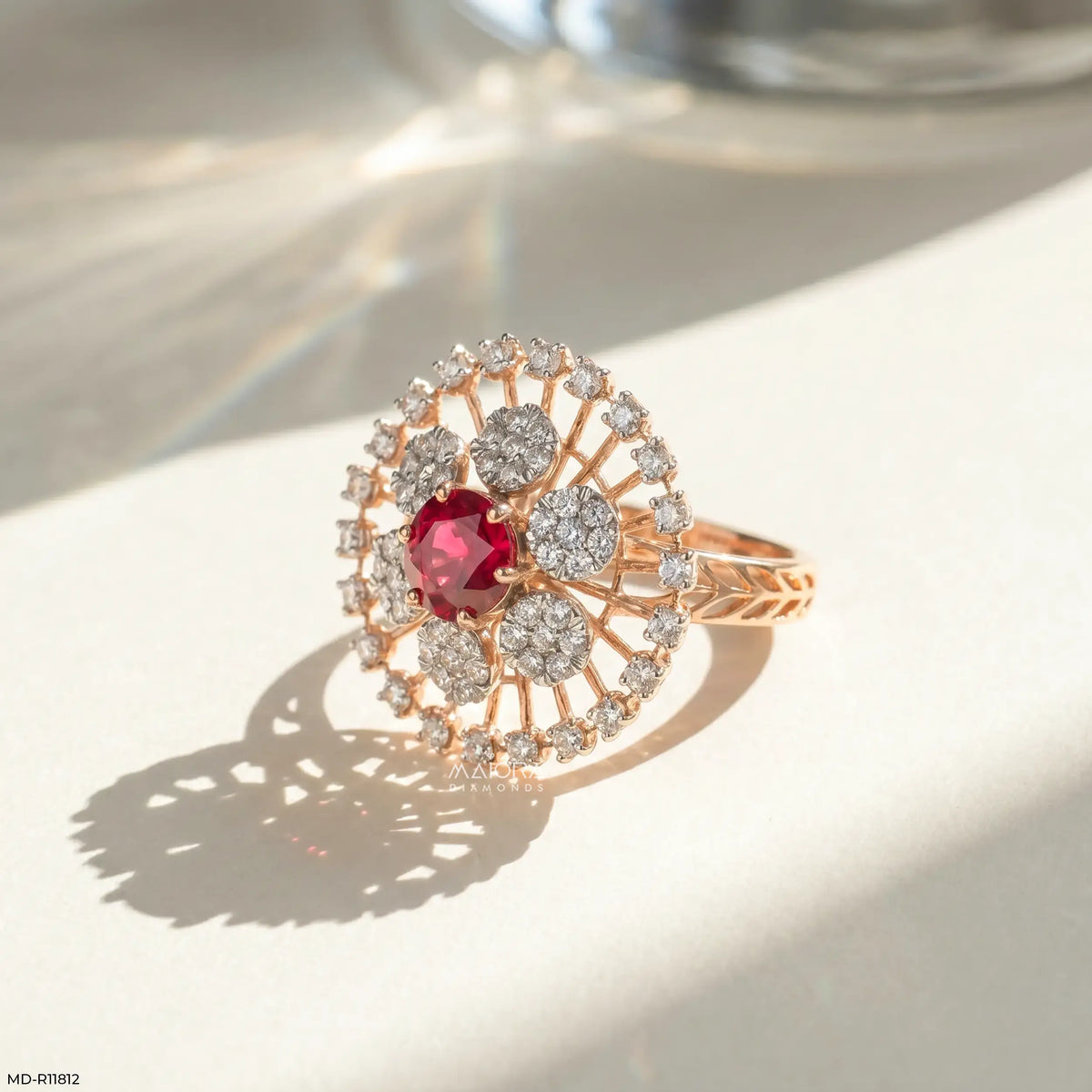 Clusters Ruby Floral Diamond Cocktail Ring