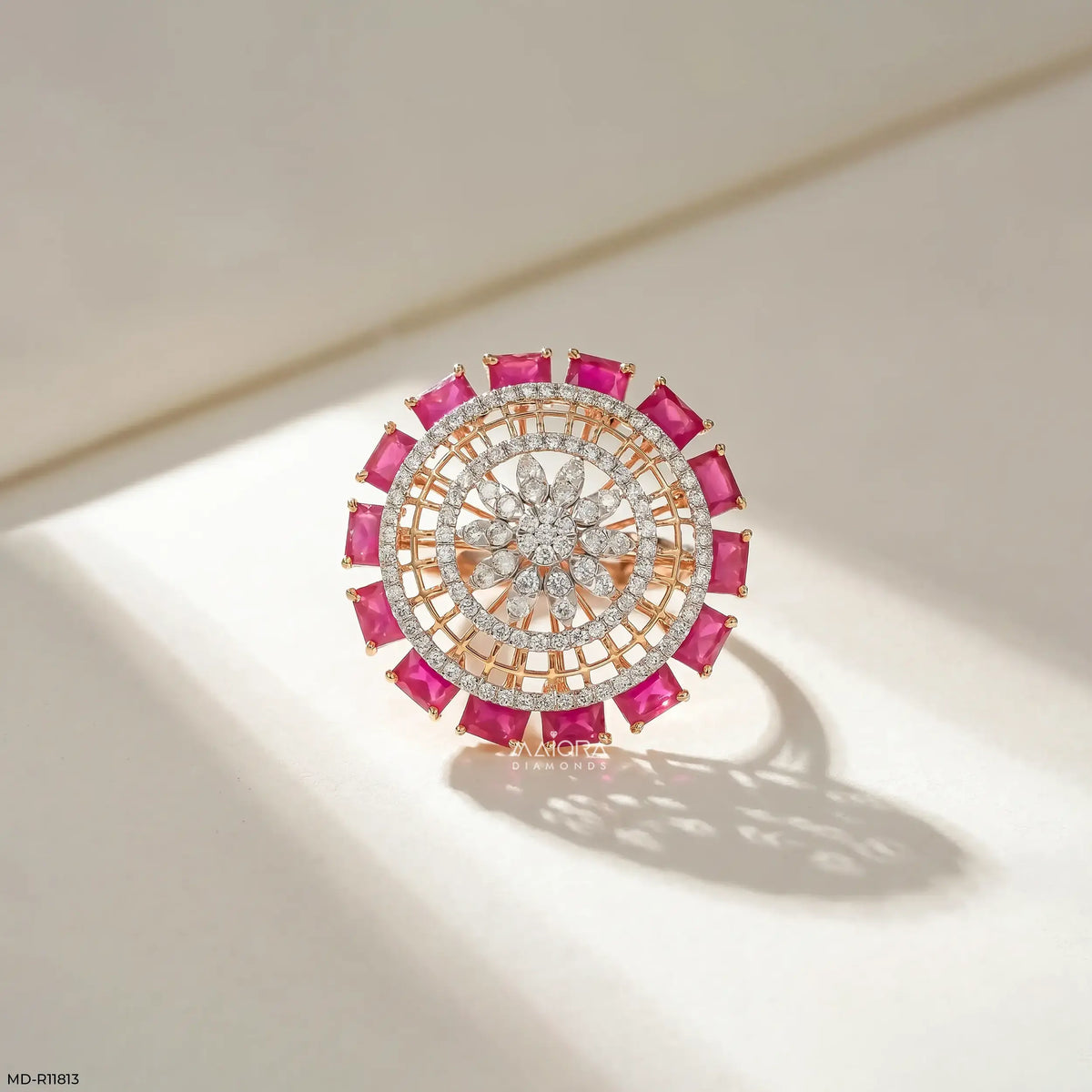 Halo Ruby Border Diamond Cocktail Ring