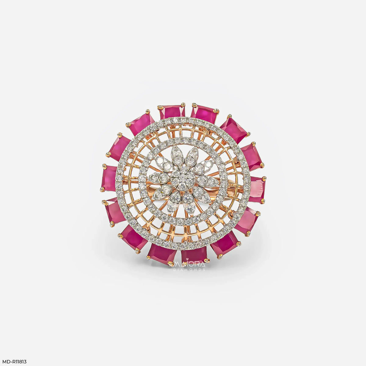 Halo Ruby Border Diamond Cocktail Ring
