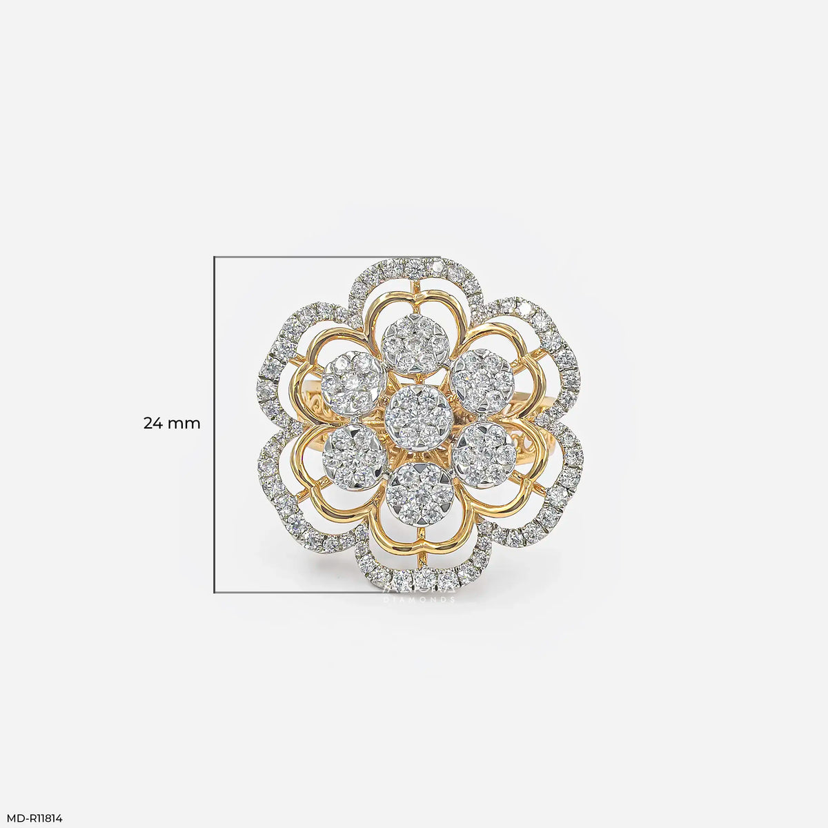 Gilded Cluster Petal Diamond Cocktail Ring