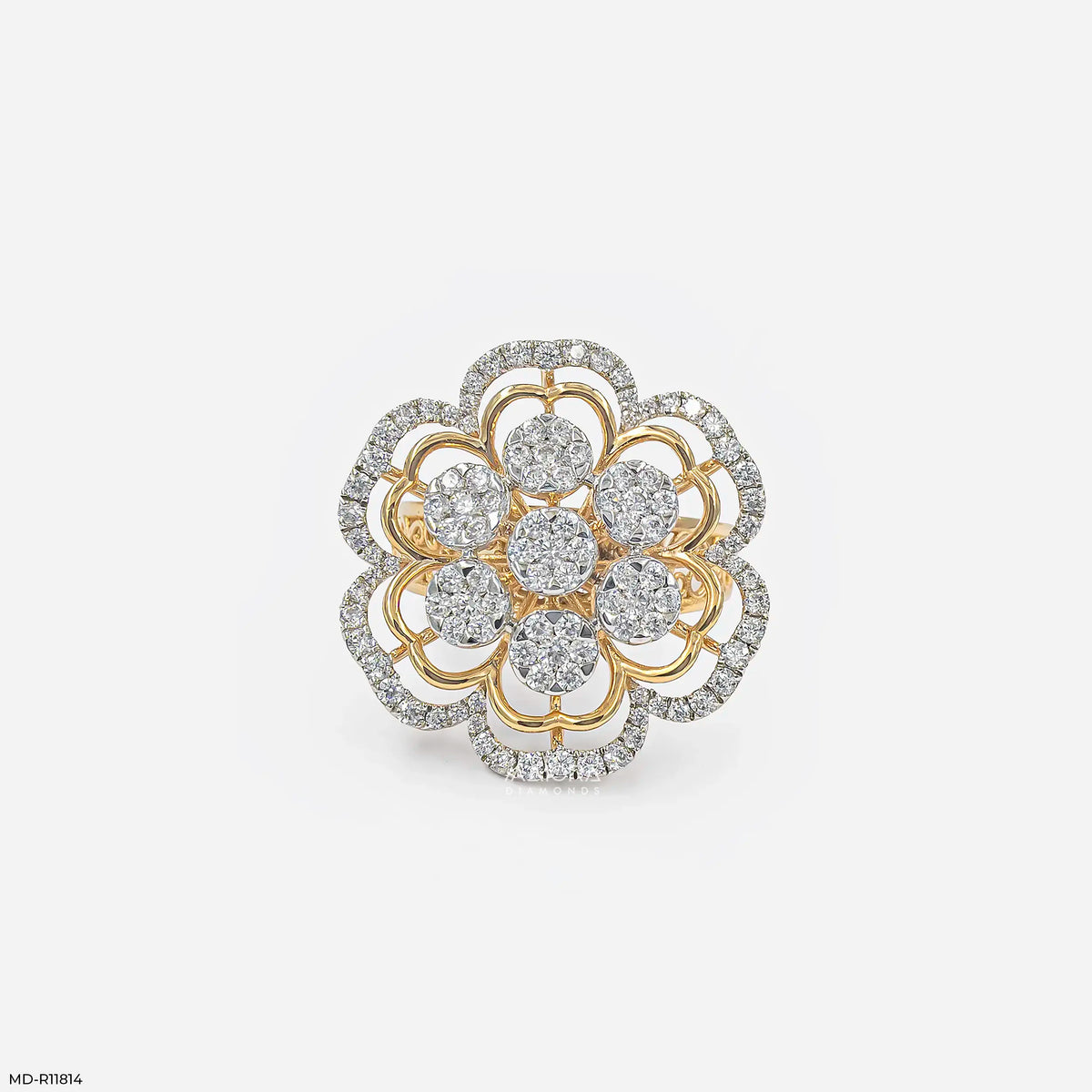 Gilded Cluster Petal Diamond Cocktail Ring