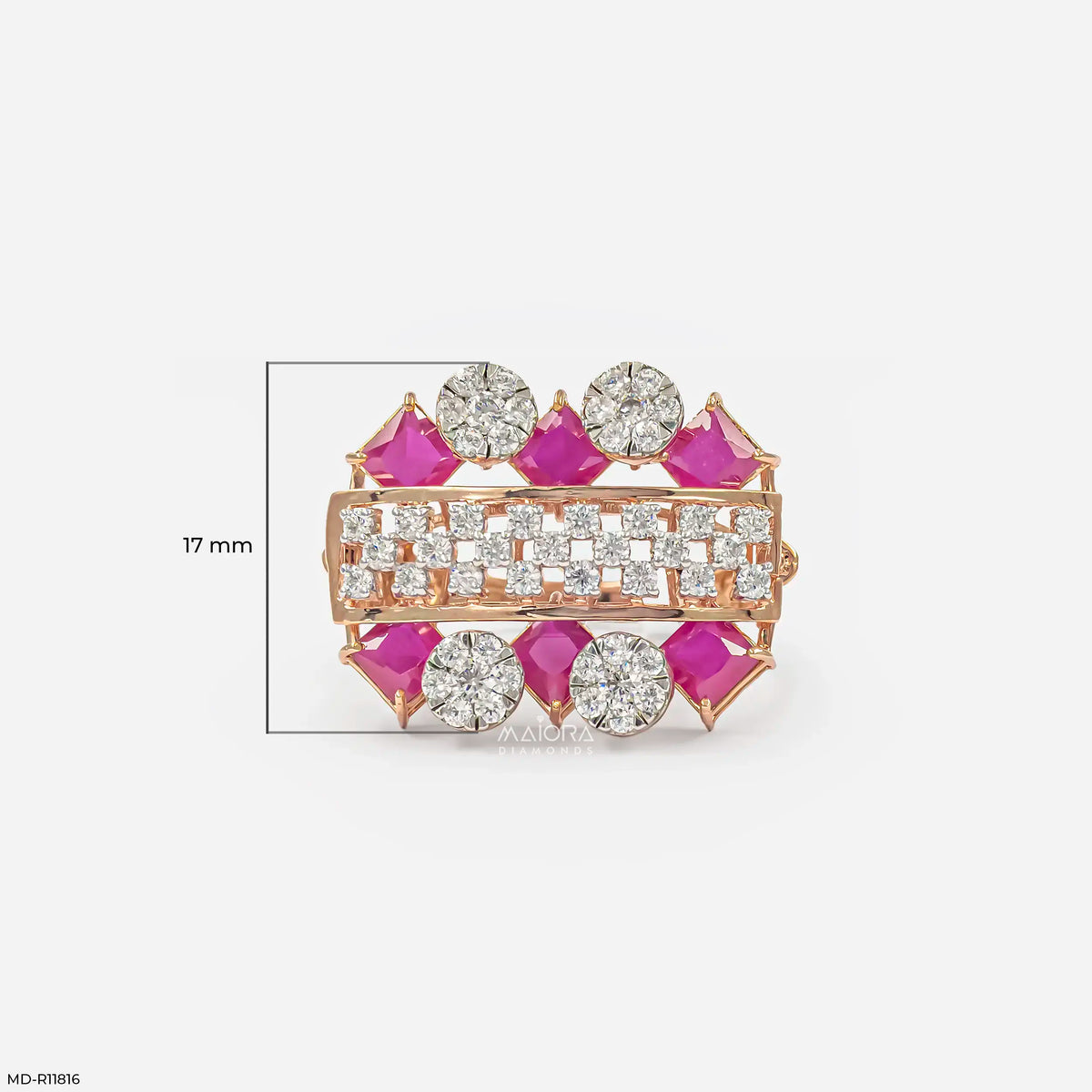 Parallel Ruby Row Diamond Cocktail Ring