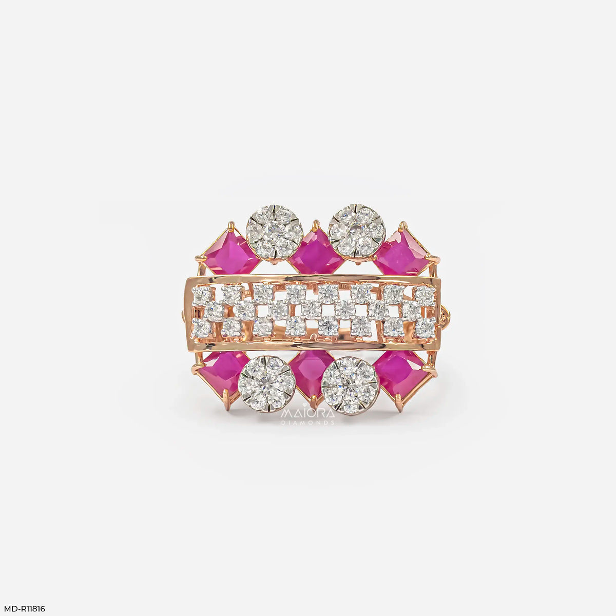 Parallel Ruby Row Diamond Cocktail Ring