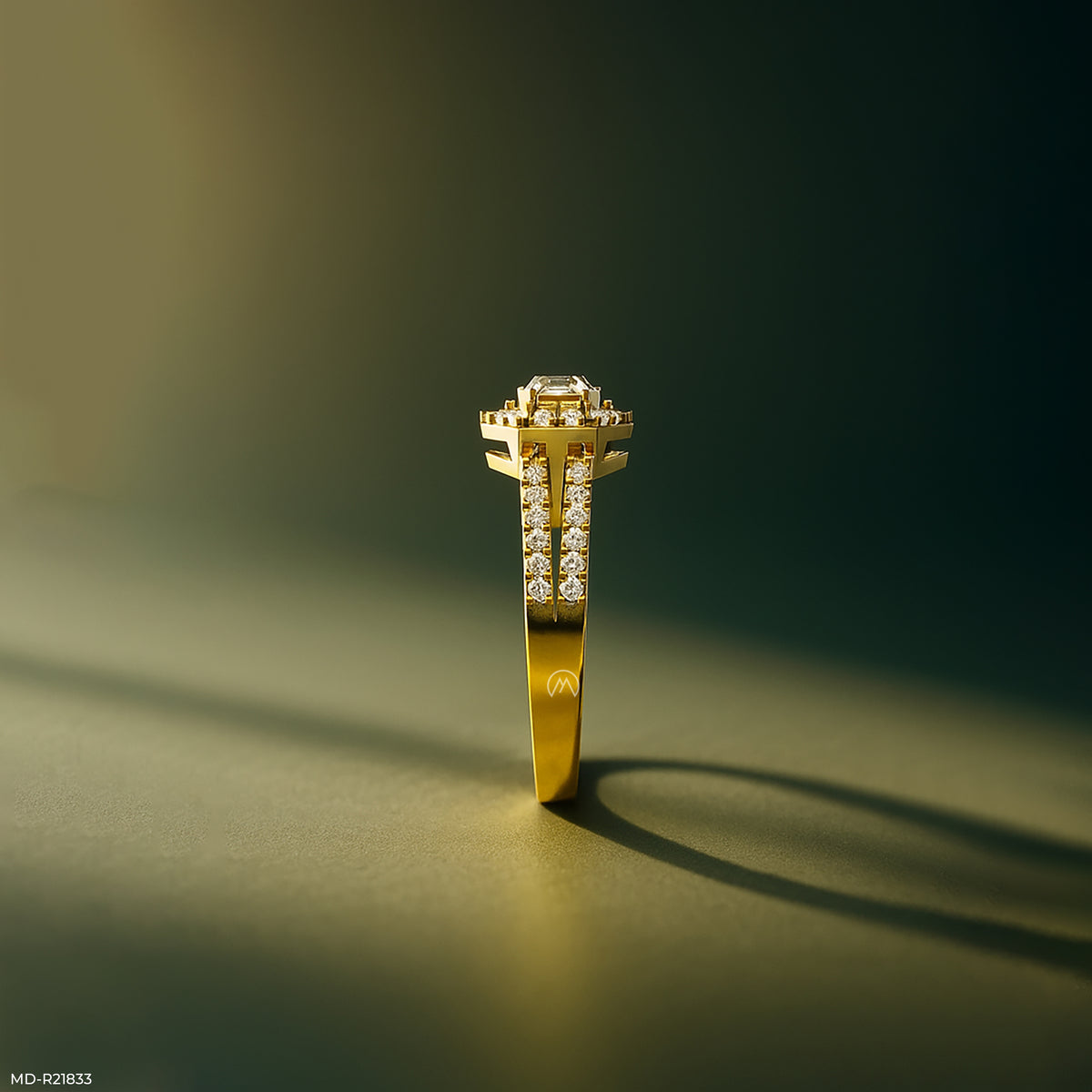 Emerald Cut Diamond Double Halo Ring