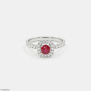 Timeless Round Halo Ruby Diamond Ring
