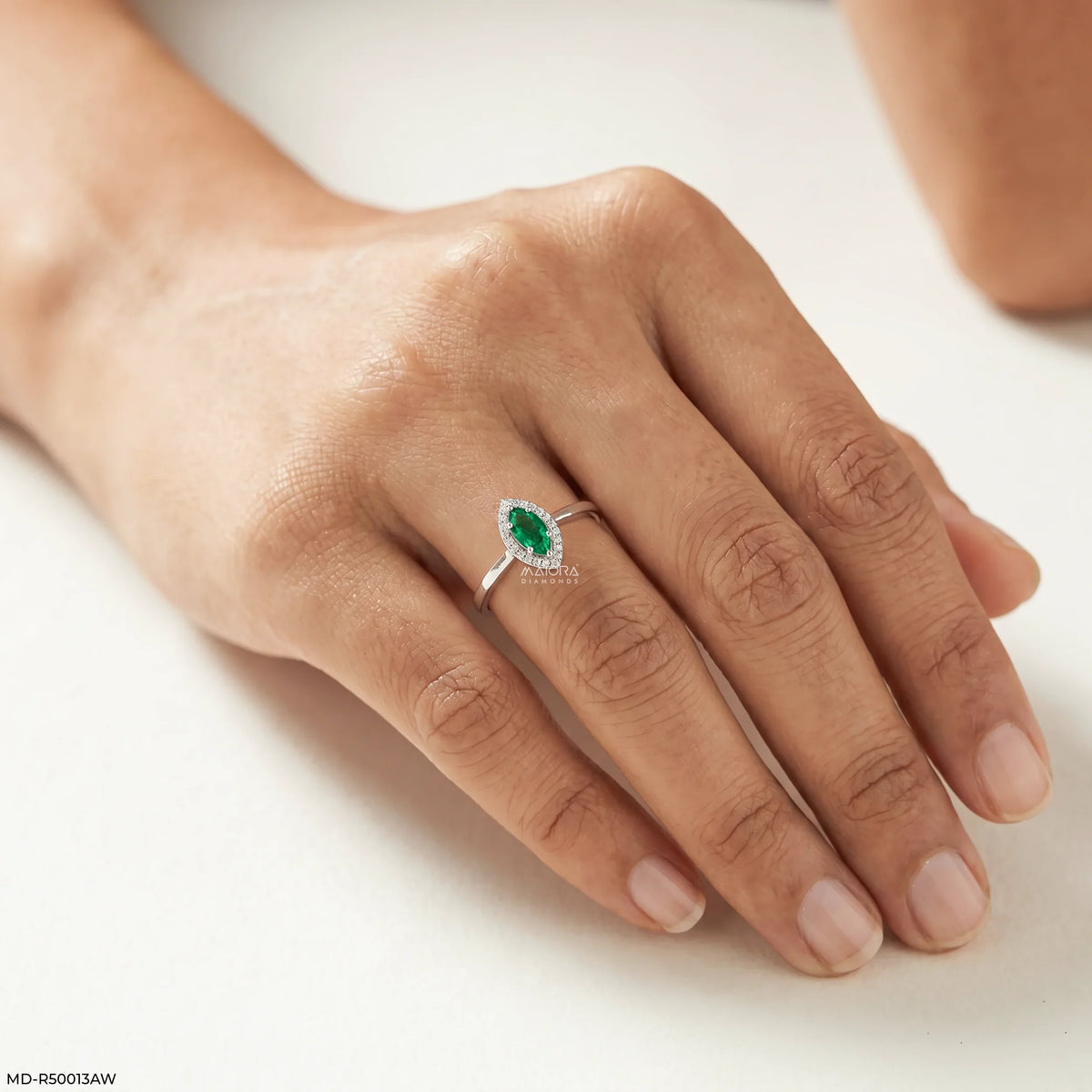 Forest Marquise Emerald Diamond Ring