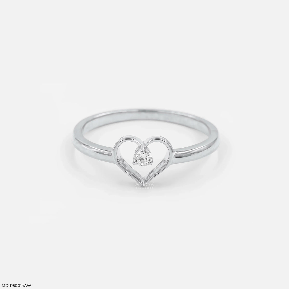 Dainty Heart Round Diamond Ring