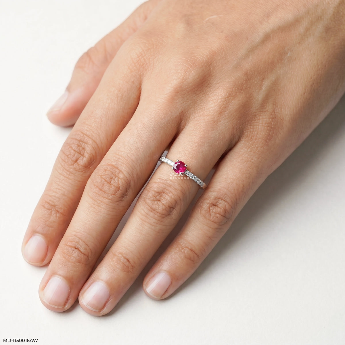 Delicate Round Ruby Diamond Ring