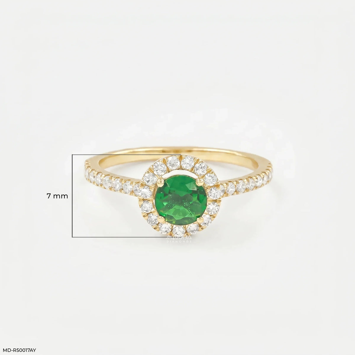 Greeny Round Emerald Diamond Ring