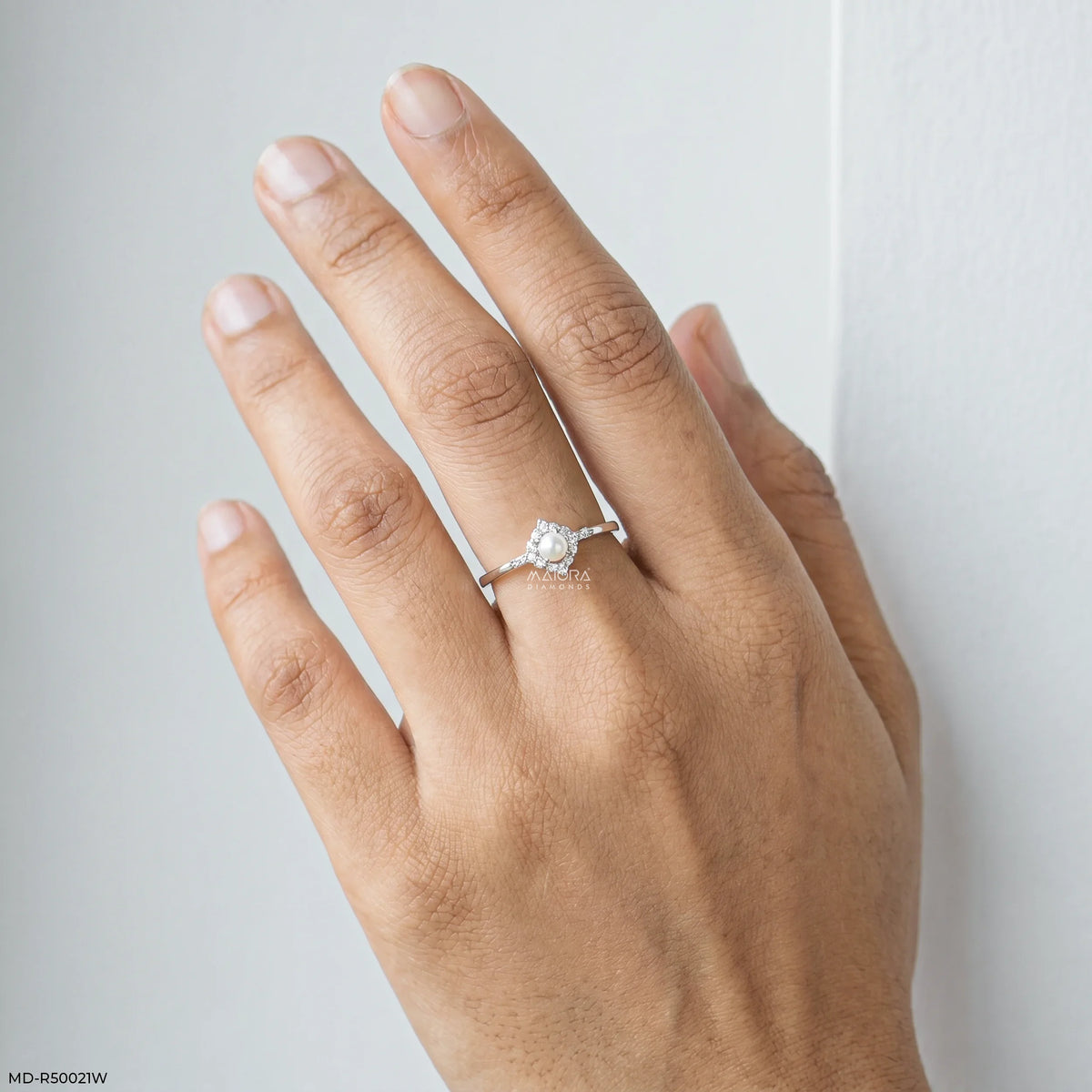 Moonlight Halo Pearl Diamond Ring
