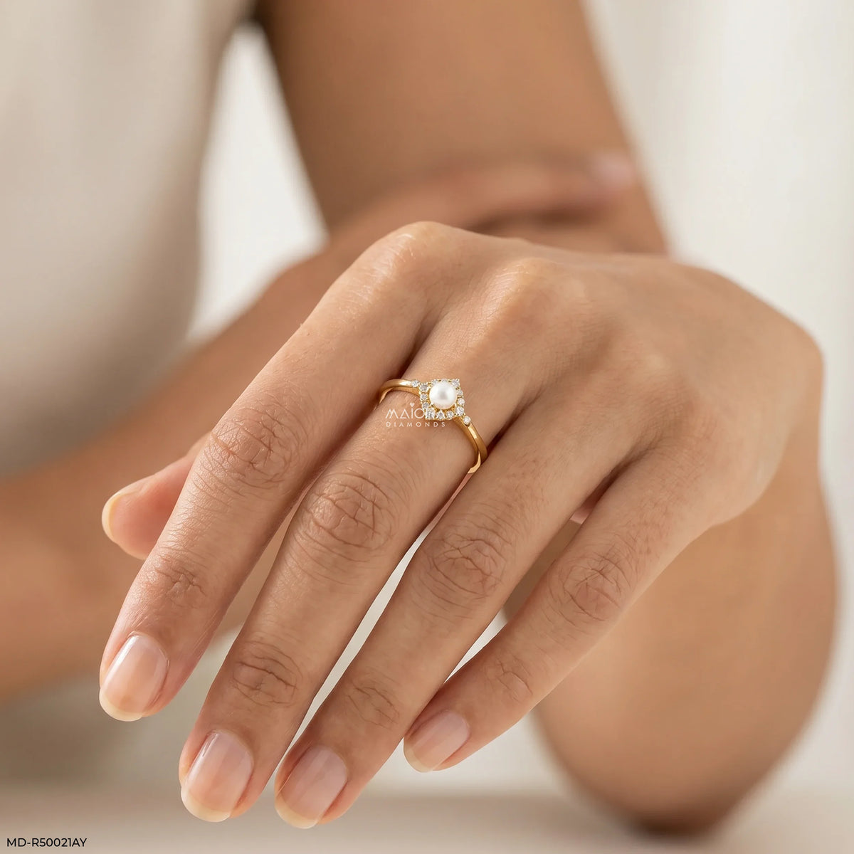 Dazzle Pearl Halo Diamond Ring