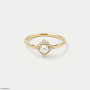Dazzle Pearl Halo Diamond Ring