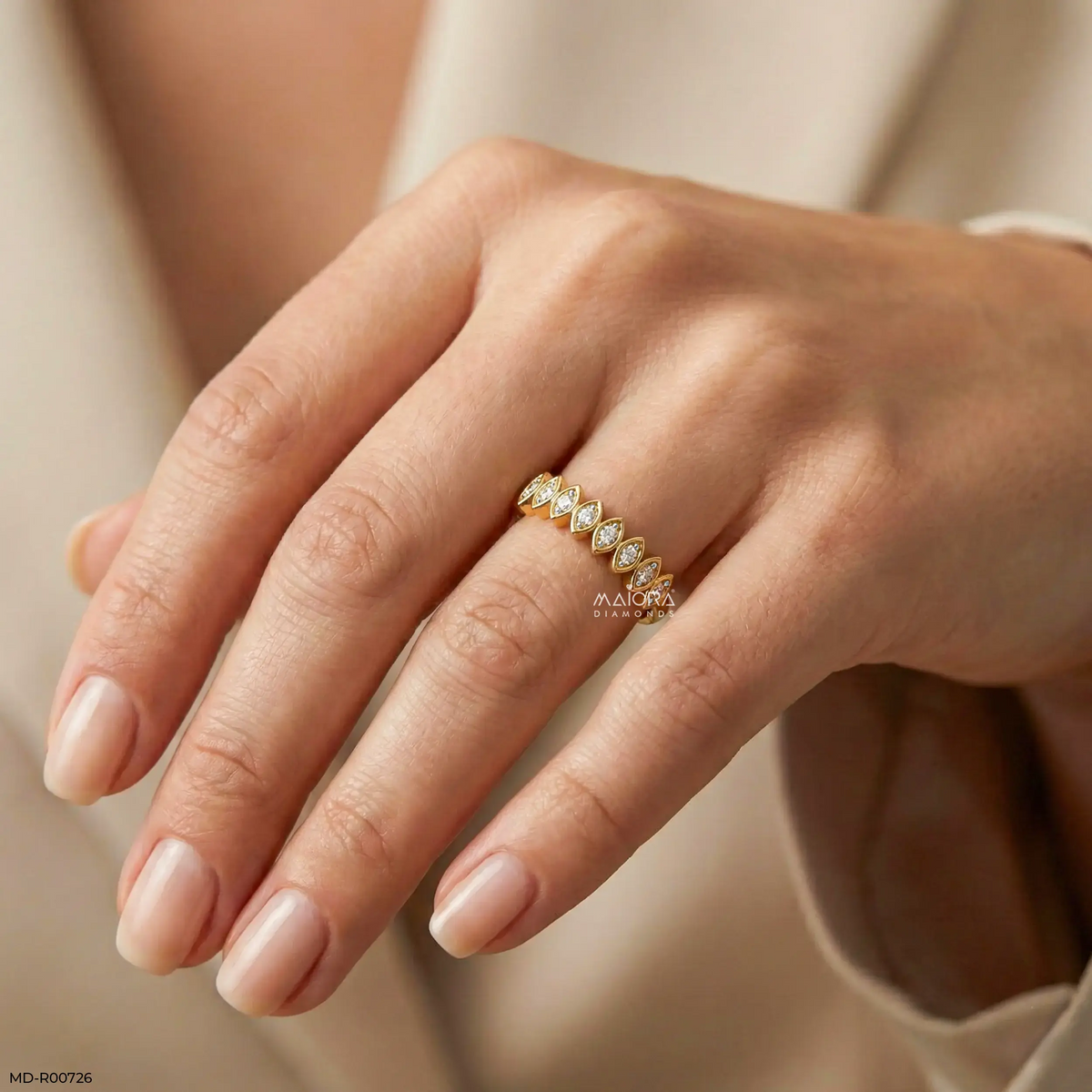 Marquise Frame Diamond Band Ring