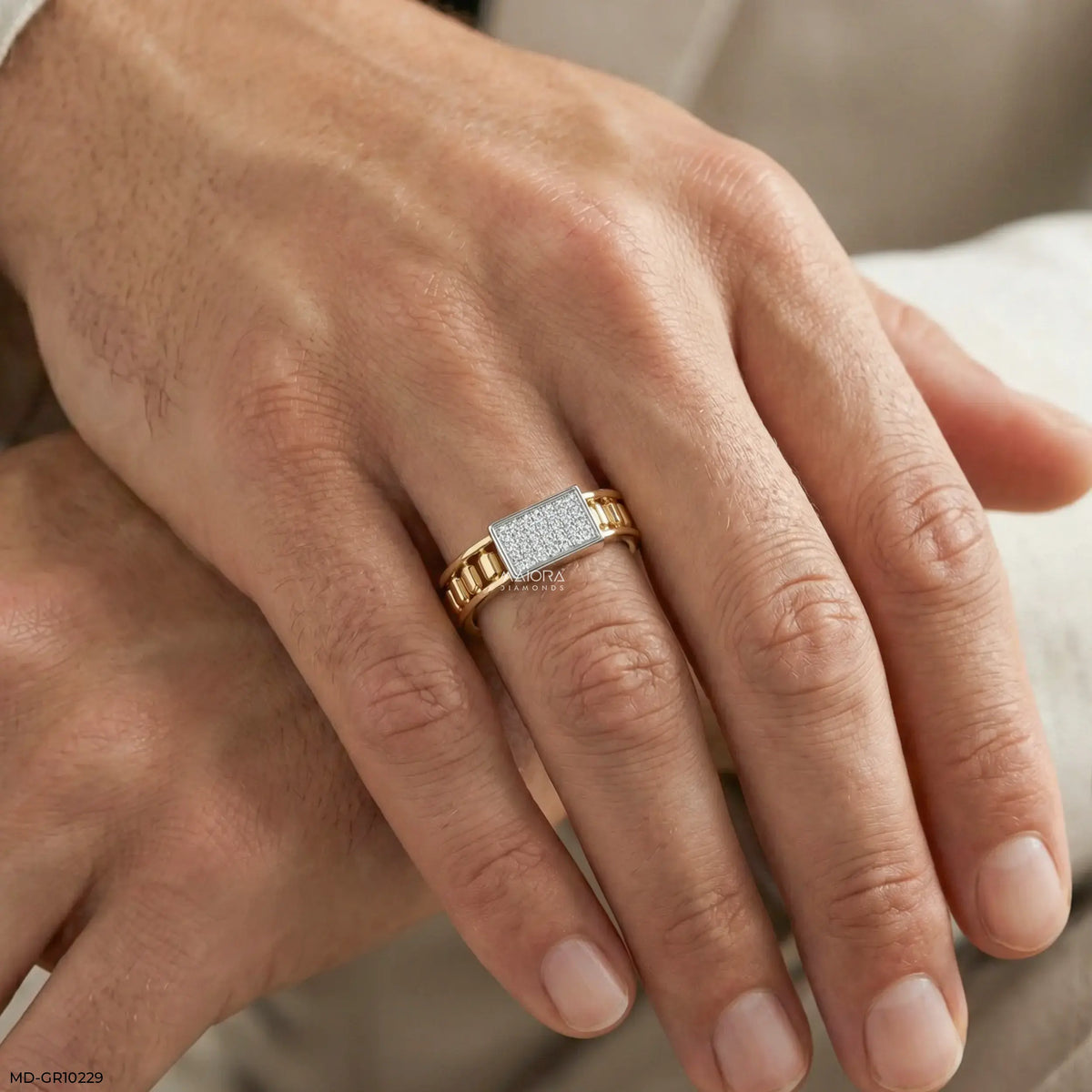 Mosaic Prime Mens Diamond Ring 14K White