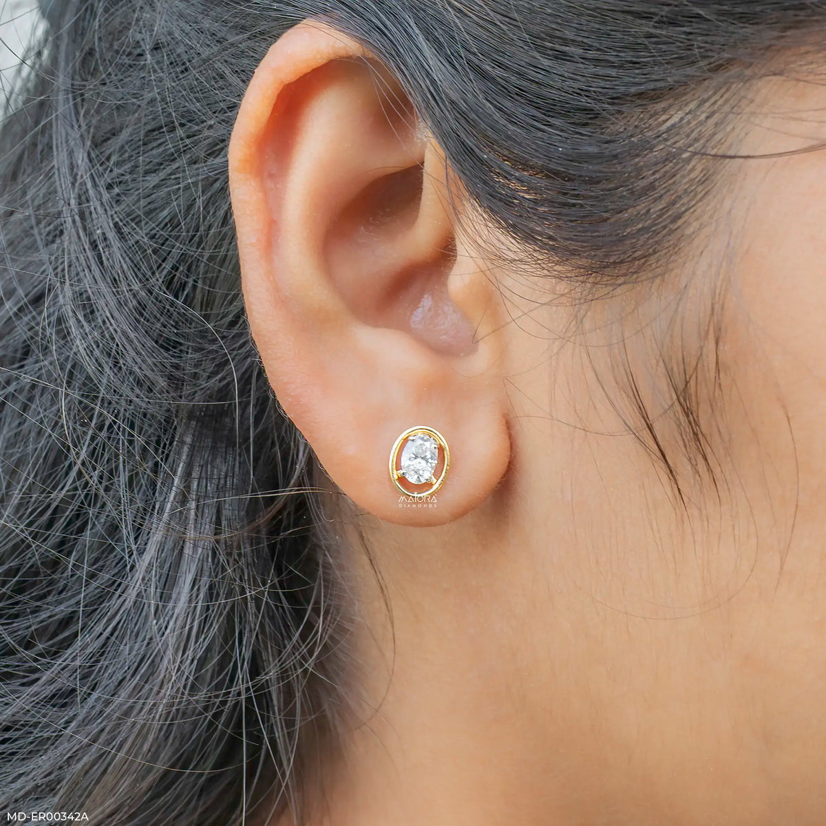 1.70 Carat Oval Halo Lab Diamond Stud Earrings