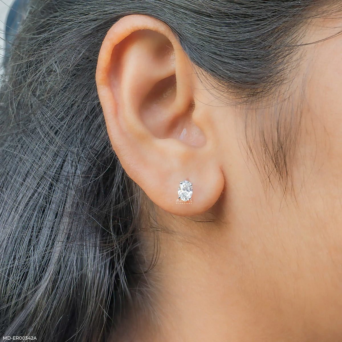 1.70 Carat Oval Halo Lab Diamond Stud Earrings