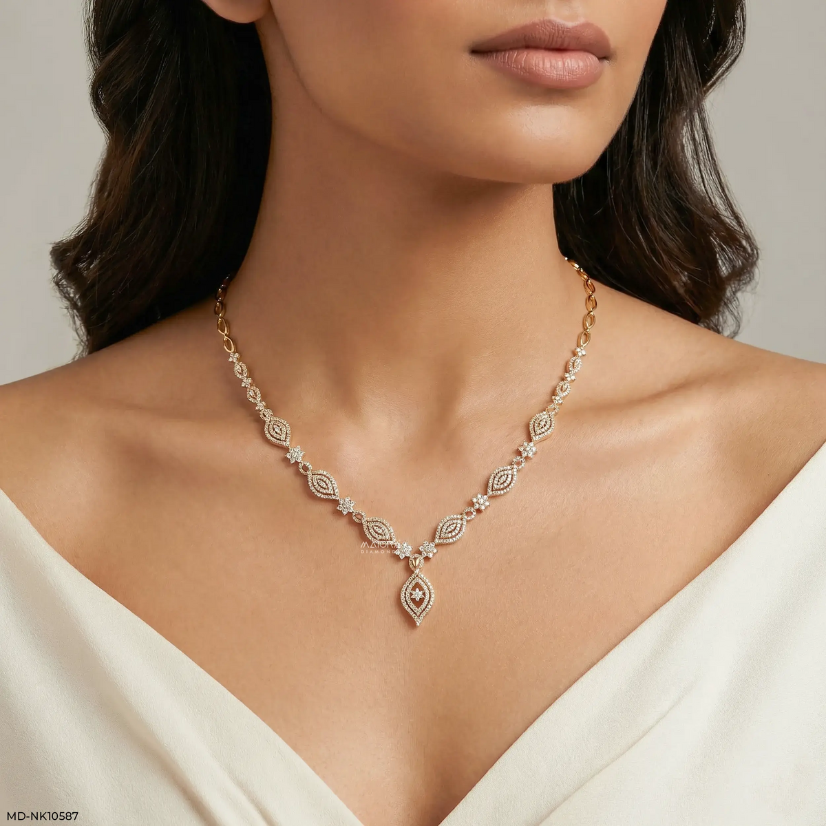 Petal Glam Cluster Diamond Necklace